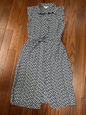 Monteau Sleeveless Button-Front Navy Floral Shirt Dress size M